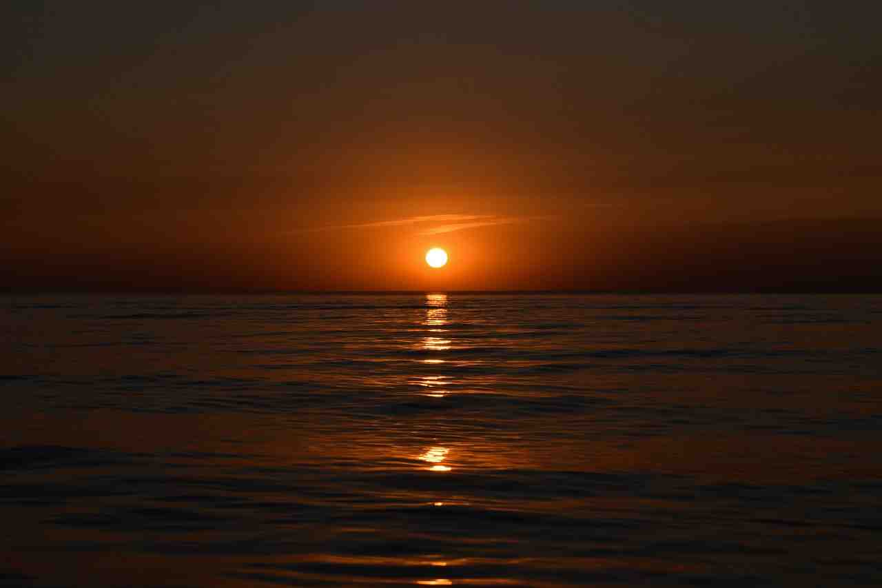 coucher de soleil, mer, l'eau